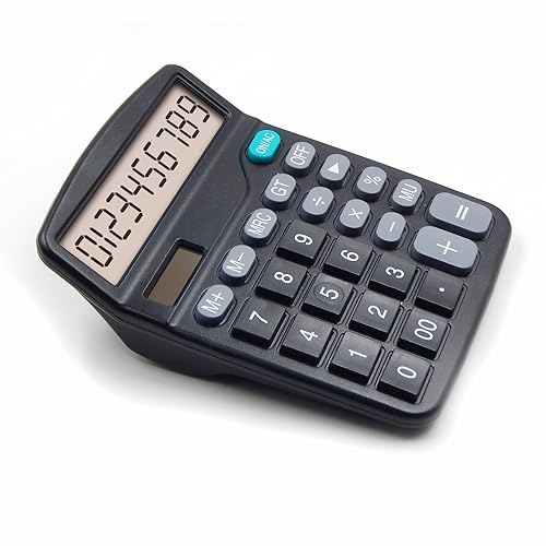 OFFDIX Office Desktop Calculator, Solar and Battery Dual Power Electronic Calculator Portable 12 Digit Large LCD Display Calculator