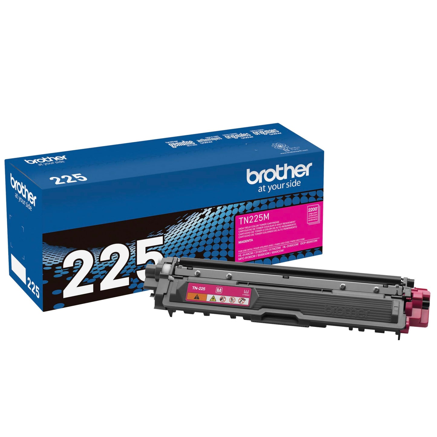 Brother Genuine High Yield Toner Cartridge, TN225M, Replacement Magenta Toner, Page Yield Up To 2,200 Pages, Amazon Dash Replenishment Cartridge
