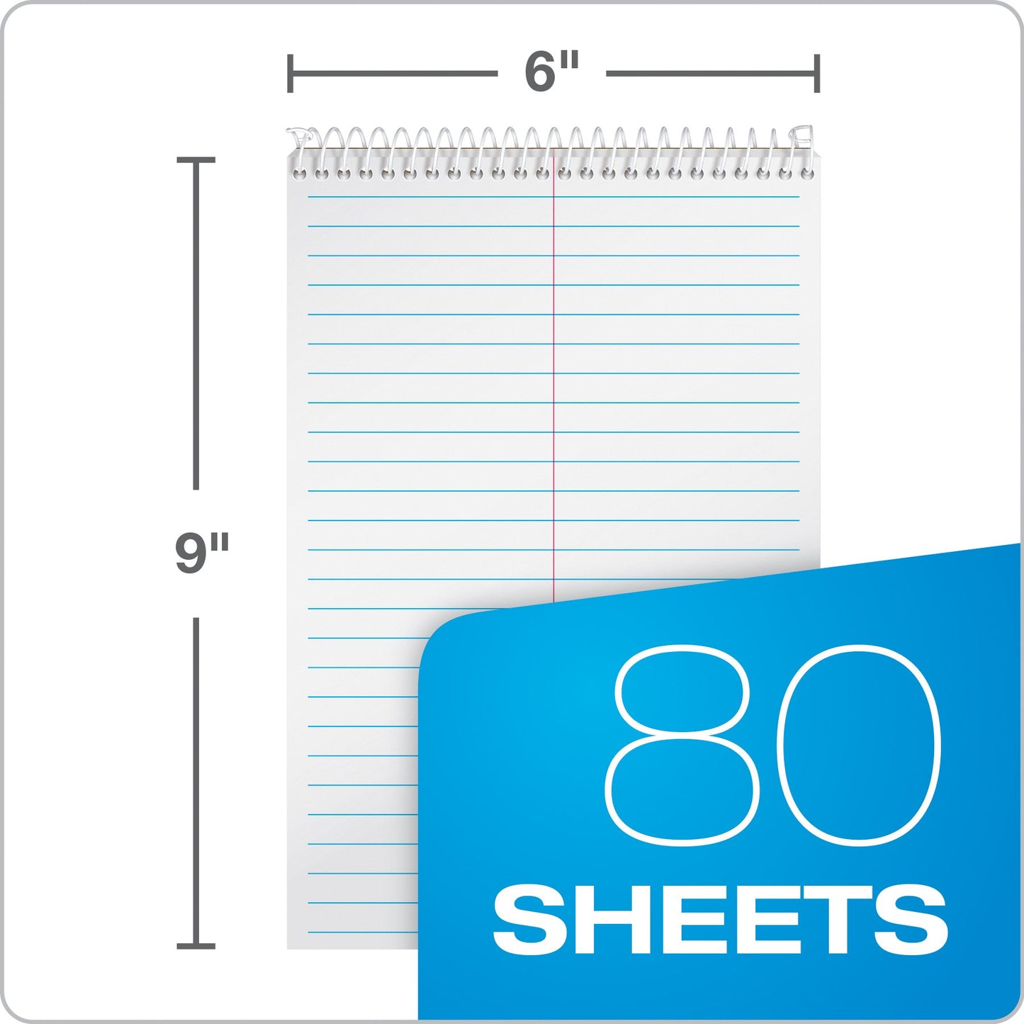 TOPS Steno Pads 4 Pack, 6" x 9" Spiral Steno Notebooks, Gregg Rule for lists, 80 Sheets Each, White Paper, Assorted Covers, Take Notes for School