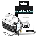 MONOCARBON Real Carbon Fiber Case for AirPods Pro 3, Slim Protective Hard Cover with Lanyard, Compatible with MagSafe, Scratch-Resistant