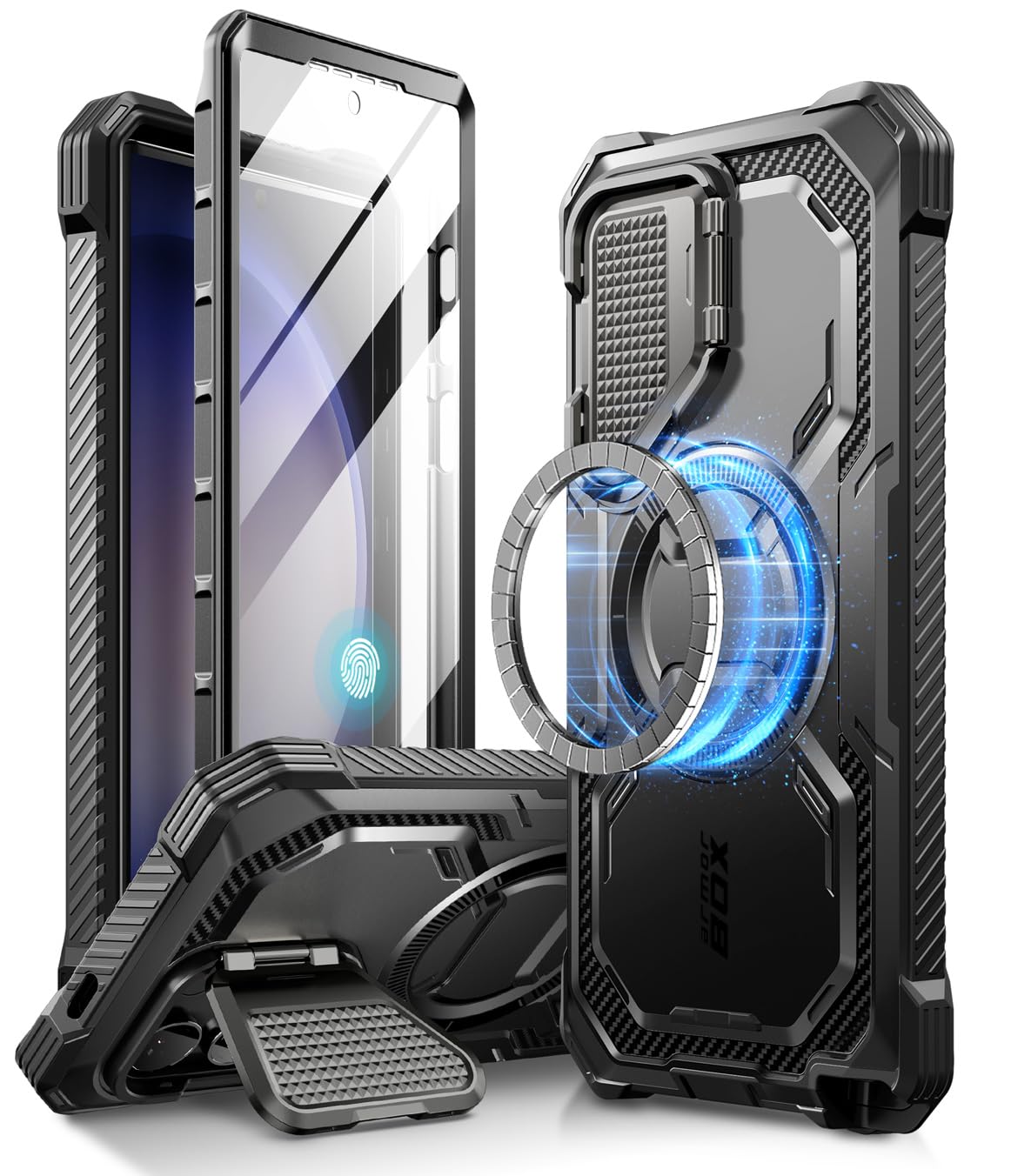 i-Blason Armorbox for Samsung Galaxy S24 Ultra Case with Camera Cover Stand [MagSafe Compatible] [Military-Grade Protection] Full-Body Rugged Case