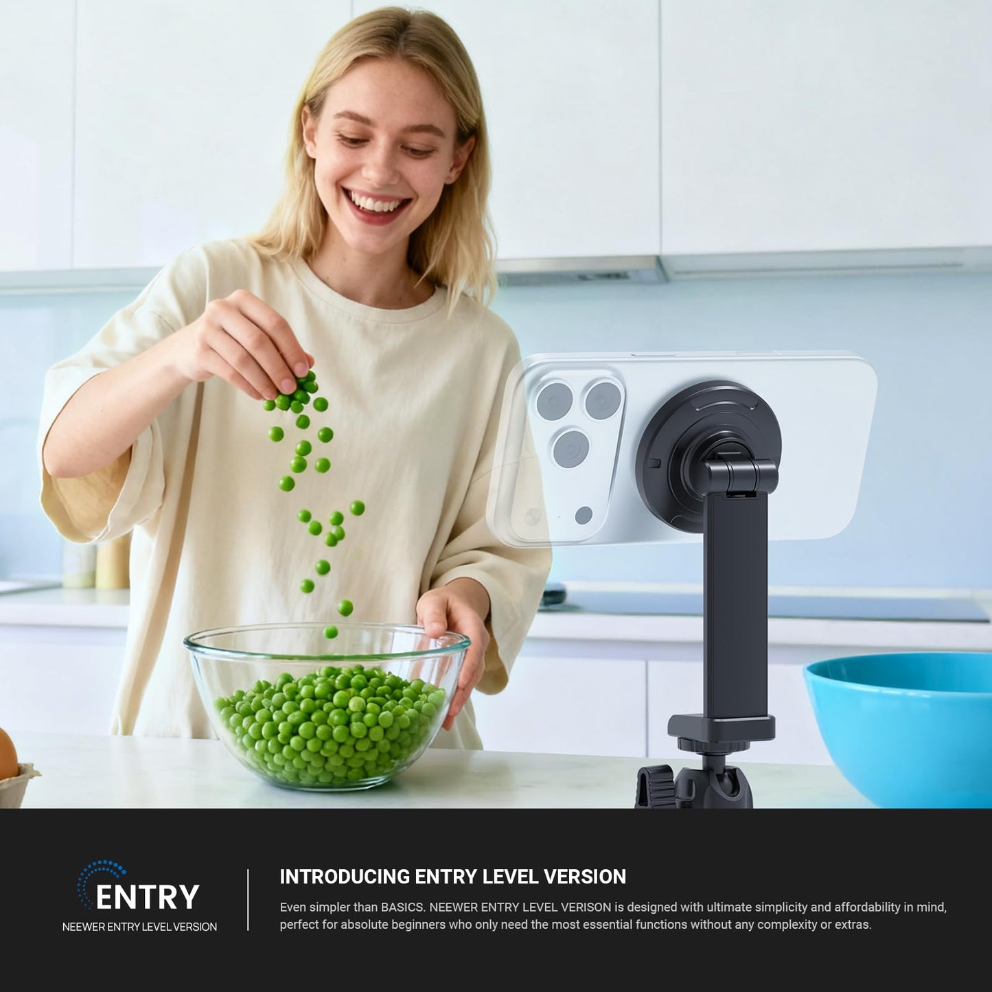 NEEWER Entry Level Version Magnetic Phone Holder Tripod Mount Adapter, 360° Compact Lightweight Portable Compatible with MagSafe iPhone Samsung