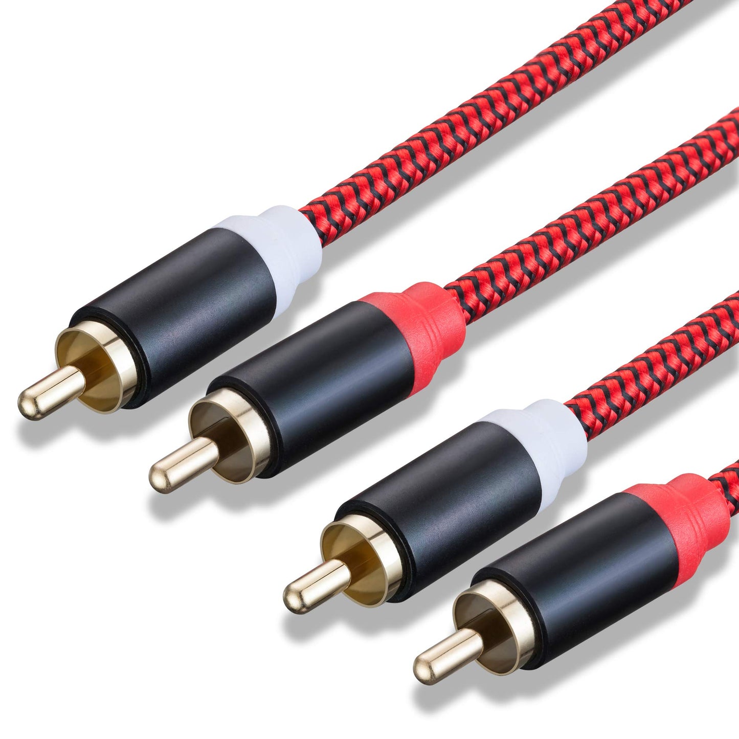 RCA Cable 15Ft,2Rca Male to 2-Rca Male Audio Stereo Subwoofer Cable [Hi-Fi Sound] Nylon-Braided Auxiliary Audio Cord for Home Theater, HDTV