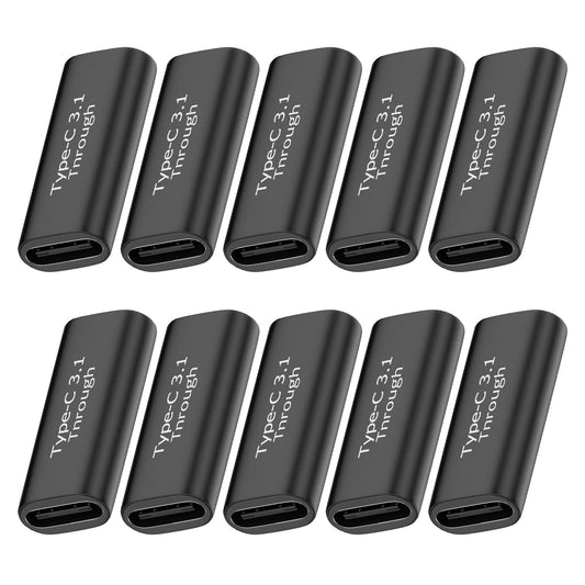 POHFP USB C Female to Female Connector, 10Pack USBC Coupler Supports Up to 10Gbps Data Transfer and 100W Fast Charging
