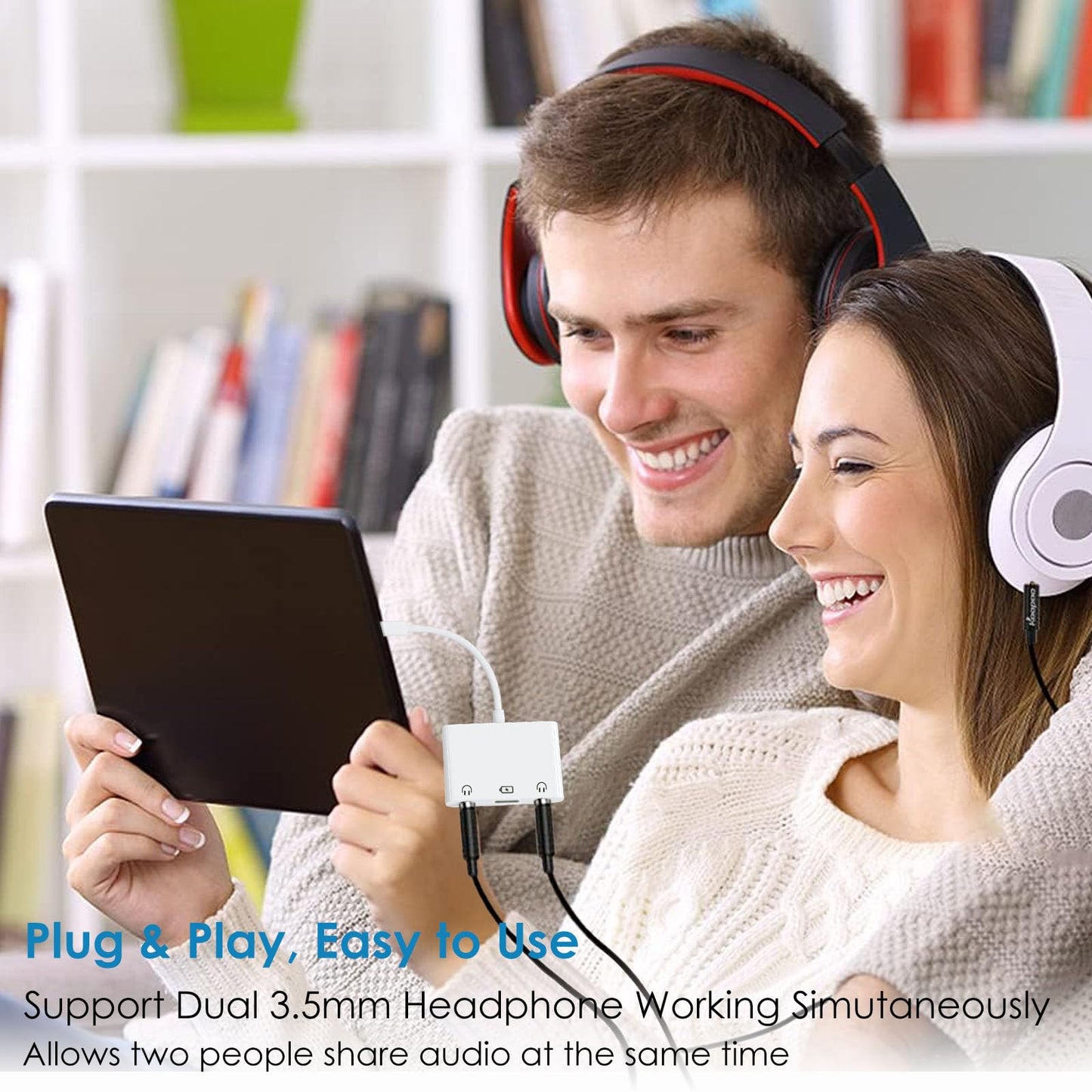 USB C to Dual 3.5mm Headphone Jack Adapter USB C to 3.5mm Audio Adapter 3 in 1 Aux to USB C Headphone Splitter and Fast Charger for iPhone 17 16