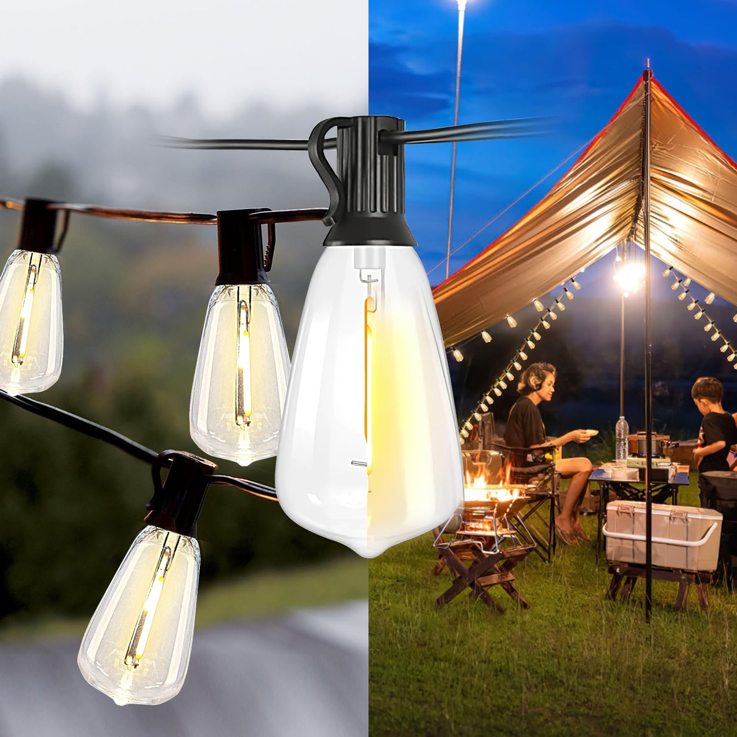 Bdrofn 100FT Solar String Lights Outdoor Waterproof, Solar Patio Lights with Remote Control & 30+2 Dimmable ST38 Edison Bulbs Shatterproof,Solar
