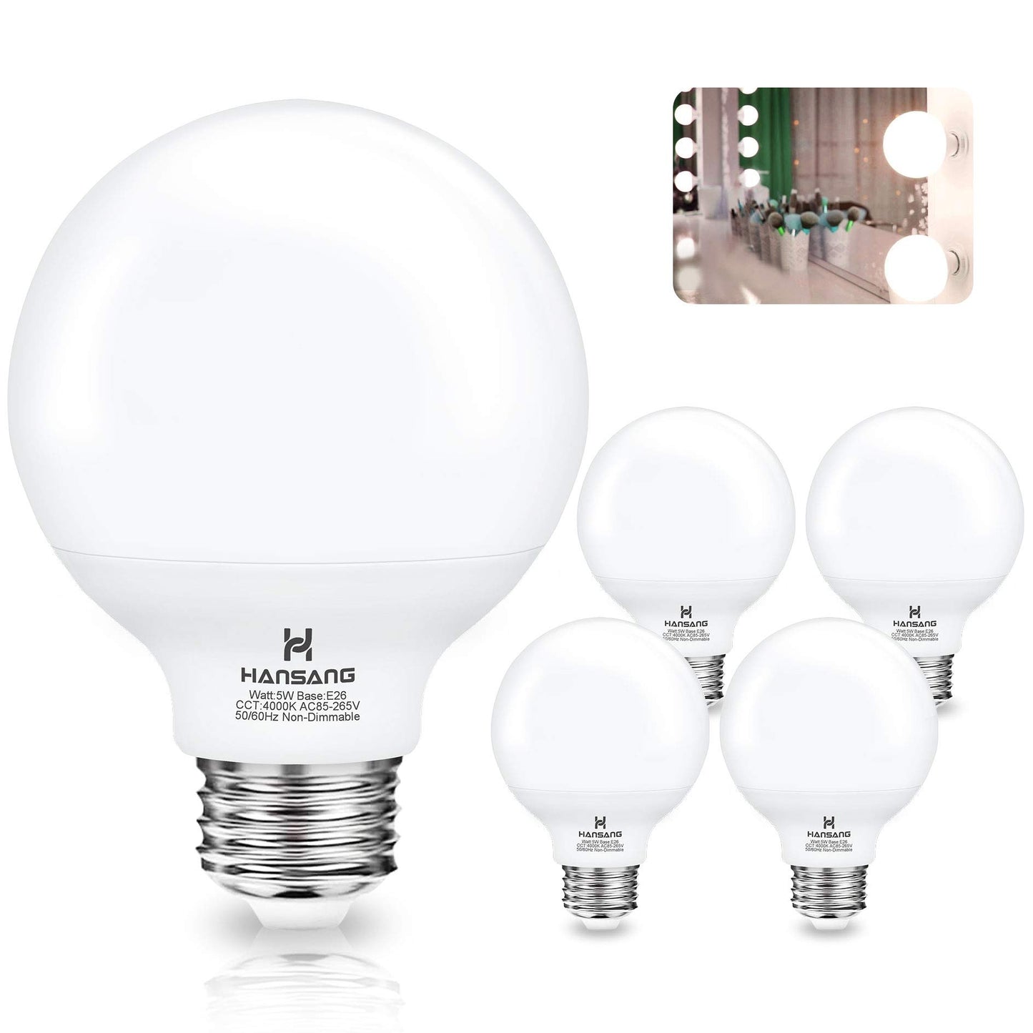 hansang LED Vanity Barthroom Light Bulbs 40W Equivalent 4000K Natural White