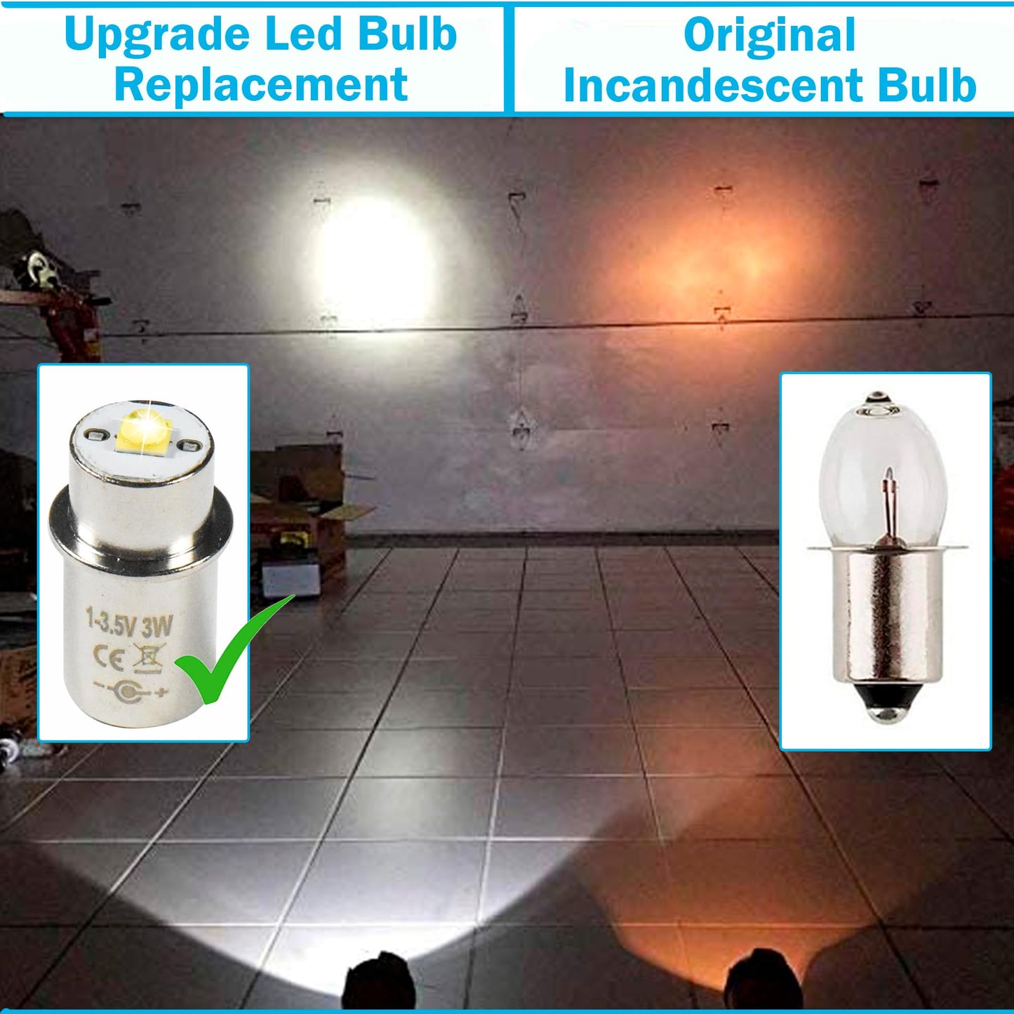 HQRP Hight Power 3W LED Upgrading Bulb Replacement for MagLite Halogen 2 D Cell/Mag-Lite 2D Xenon Flashlight / D30113730000 Conversion Bulb, 220-260