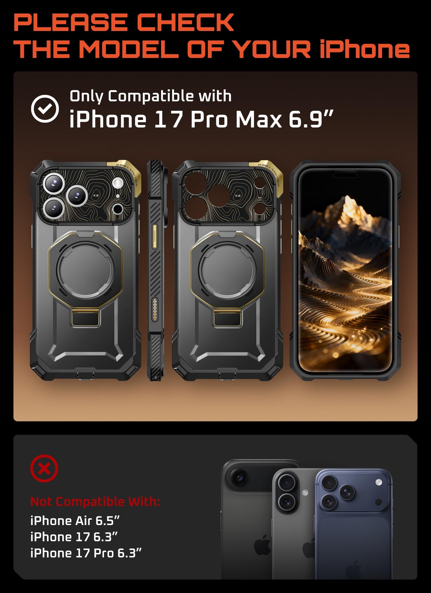 SUPCASE for iPhone 17 Pro Max Case with Kickstand (Unicorn Beetle Grip), [Camera Control Cover] [Compatible with MagSafe] [Military-Grade Drop