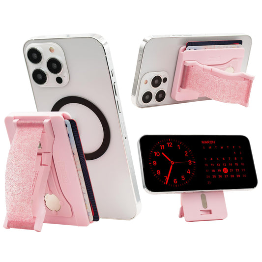 LOVEHANDLE Phone Wallet with Kickstand and Adapter Ring for MagSafe, Phone Card Holder, Wireless Charging Compatible, Wallet Compatible with MagSafe