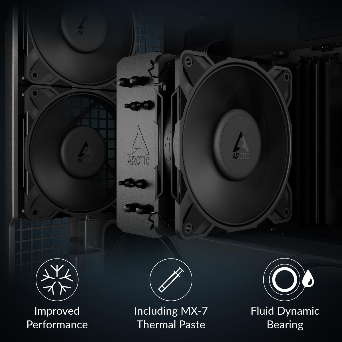 ARCTIC Freezer 36-S - CPU cooler for Intel & AMD, single tower, pressure-optimized 120 mm P12 Pro fan, 600-3000 rpm, fluid dynamic bearing, incl. MX-7