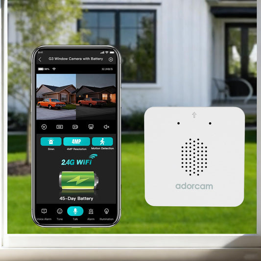 adorcam Wireless Window Camera for Indoor: 45-Day Battery Eliminates All Cords - No Outlet Needed for Renters No Messy Wiring for Apartments Windows