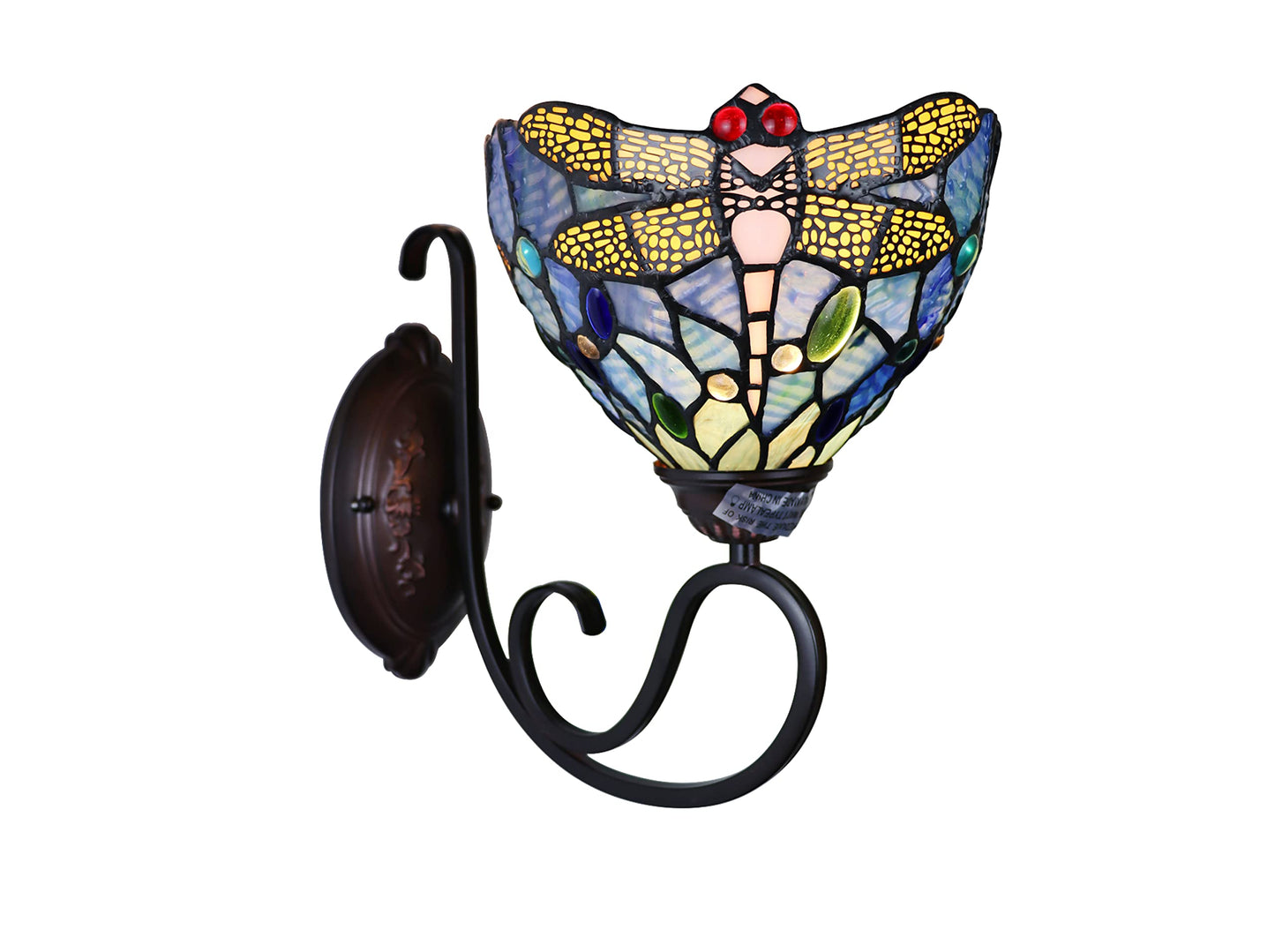 Chloe Lighting SUNNIVA Dragonfly Tiffany-Style Dark Bronze 1 Light Wall Sconce 8" Wide
