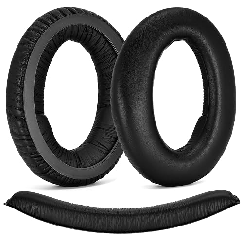 Defean Replacement Ear Pads and Headband Compatible with Sennheiser PC350 HD380 Pro Headphones Earpads/Cushion/Bumper/Cover/Cups/Foam (Protein Leather