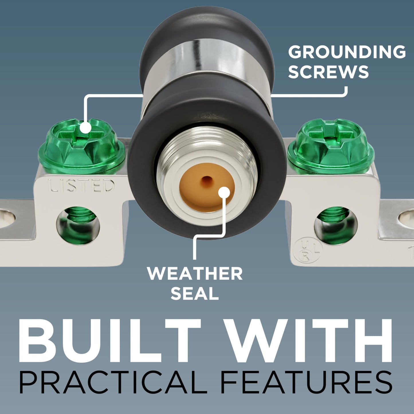THE CIMPLE CO Single-Port Coaxial Cable Grounding Block - RG6 Coaxial Cable Connector and Extender with Weather-Seal Boots - Coax Ground Block