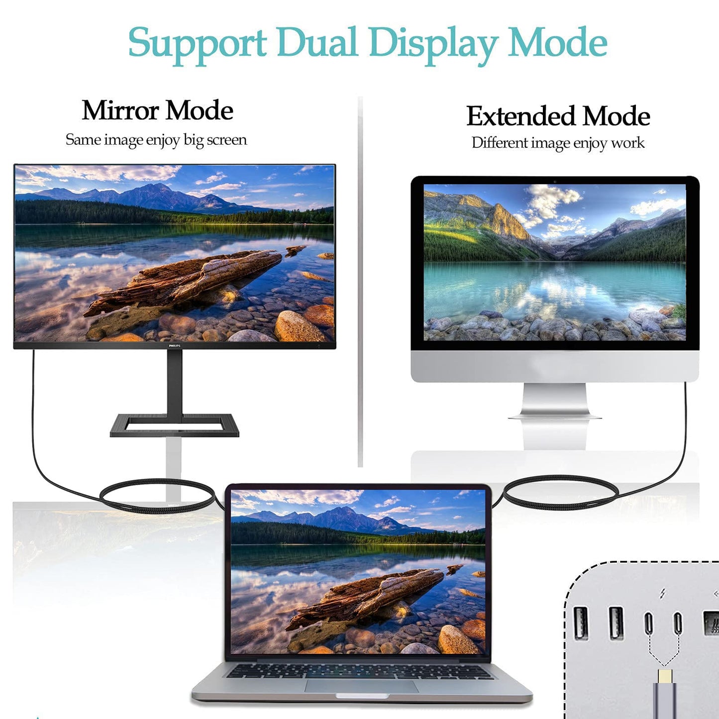 OseTub 4K USB C to HDMI Cable 10ft [Braided, High Speed] - Mirror iPhone 15 Pro/MacBook to TV for Movies, Work, Zoom - Compatible with MacBook