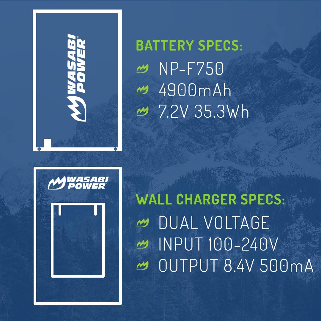 Wasabi Power Battery for Sony NP-F730, NP-F750, NP-F760, NP-F770 (4900mAh) and Sony DCR-VX2100, DSR-PD150, DSR-PD170, FDR-AX1, HDR-AX2000, HDR-FX1