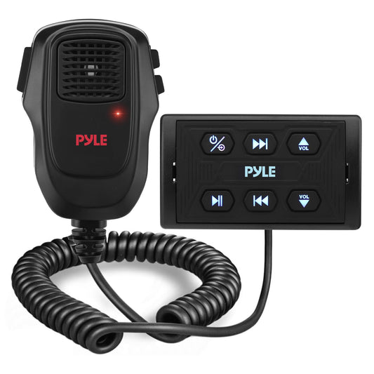 Pyle Wireless BT Audio Controller Kit, Marine Bluetooth Receiver & Adapter with Remote Control, Compact Microphone for Onboard Audio Entertainment