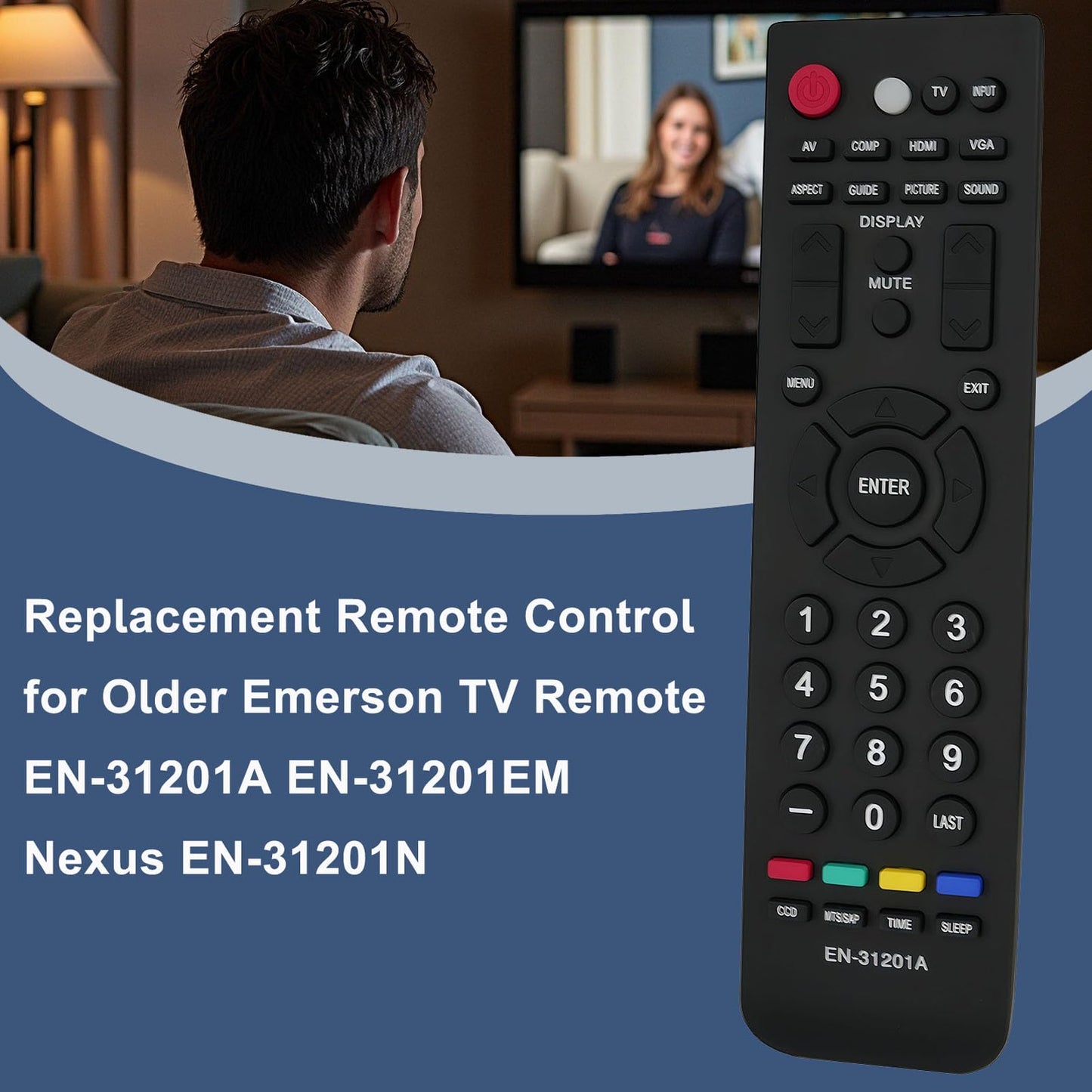 TV Remote Control Replacement for Older Emerson EN-31201A EN-31201EM Nexus EN-31201N