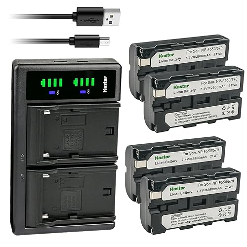 Kastar 4-Pack NP-F550/F570 Battery and LTD2 USB Charger Replacement for CCD-TRV94 CCD-TRV940 CCD-TRV95 CCD-TRV97 CCD-TRV98 CCD-TRV99 DSC-D770 CRX10U