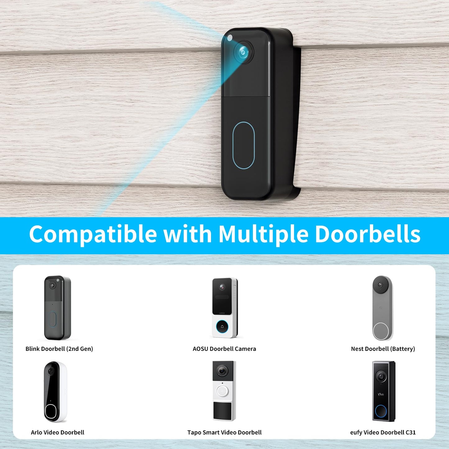 Blink Doorbell Vinyl Siding Mount,Compatible with All-New Blink Video Doorbell Camera (2nd Gen),Adjustable Doorbell Corner Wedge Kits (Only Apply