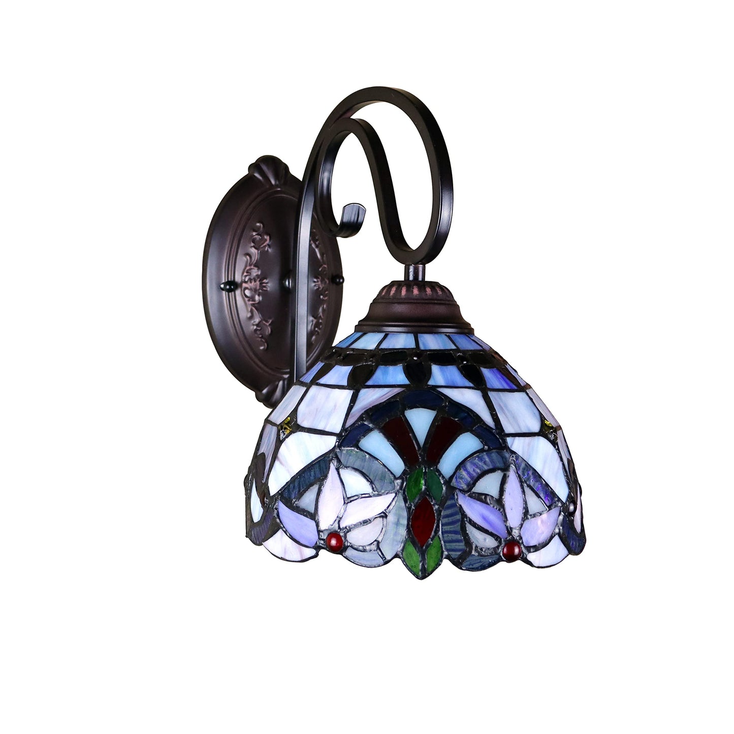 Chloe Lighting GRENVILLE Victorian Tiffany-Style Blackish Bronze 1 Light Wall Sconce 8" Wide