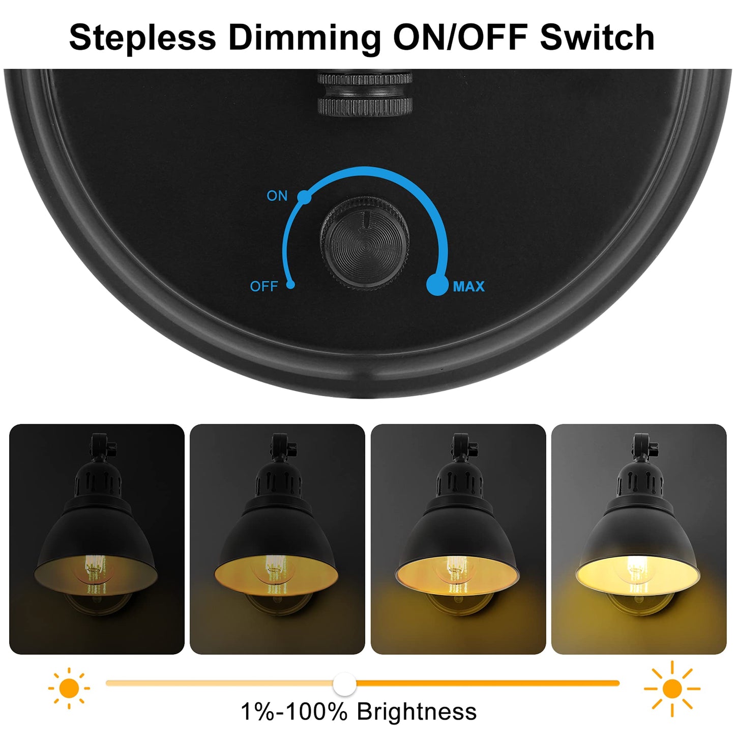 GOODATE Plug in Wall Sconces, Wall Sconce Lighting with Dimmable On Off Switch, Swing Arm Wall Lamp, Black Metal Industrial Wall Light Fixtures
