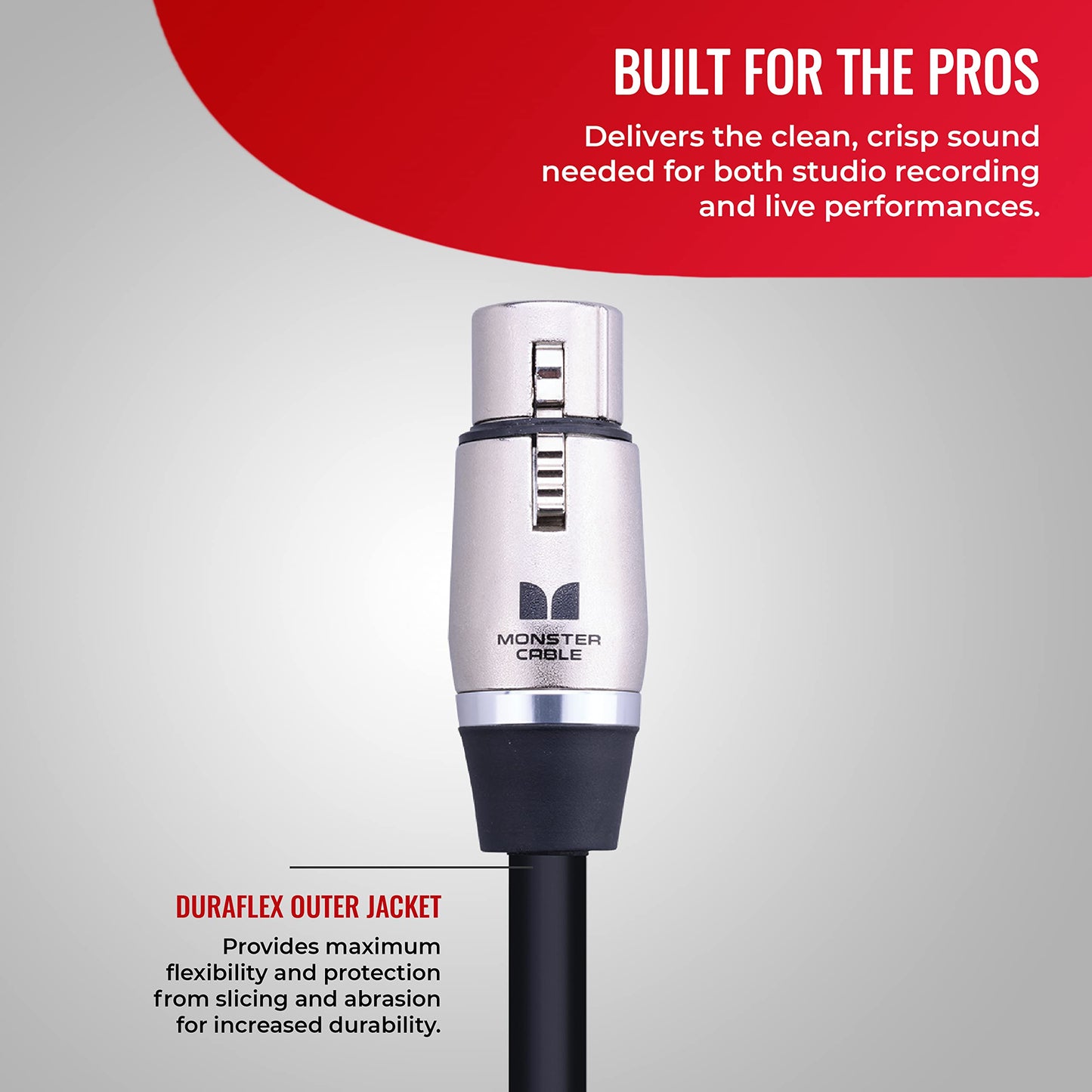 Monster Prolink Performer 600 Microphone Cable - Engineered with Custom XLR Connectors, Microfiber Dielectric, Duraflex Jacket, and Carbon Polymer