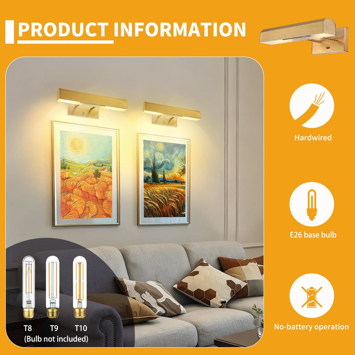senroyal Picture Light Fixture, 15.75 inch Modern Painting Light, Full Metal Art Light for Display, Wall, Picture Frame, Painting Frame, Gallery