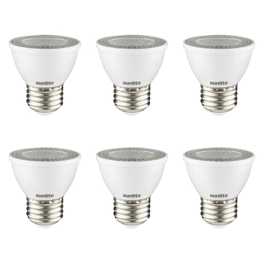 Sunlite LED PAR16 Dimmable, Short Neck Recessed Spotlight Light Bulb, 7-Watt, (50W Halogen Replacement) 500 Lumens, Medium E26 Base, ETL Listed, 6