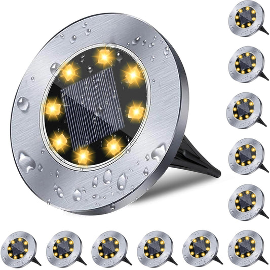 4.6 Inch Diameter Solar Ground Lights, Waterproof Solar Garden Lights, Outdoor Garden Waterproof Bright in-Ground Light, Landscape Lighting
