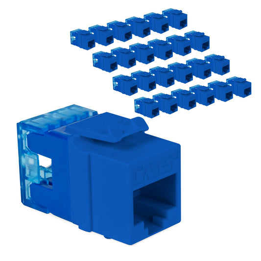 ICC CAT5e RJ45 Keystone Jack, Slim Profile 180° Punch Down, Blue, 25-Pack