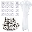 100 Pieces Cable Tie Mount Base Saddle Type Mount Wire Holder, 100 PCS Cable Zip Ties with Self-Locking (203.2 x 3.3mm) and Deep Thread Pan Head