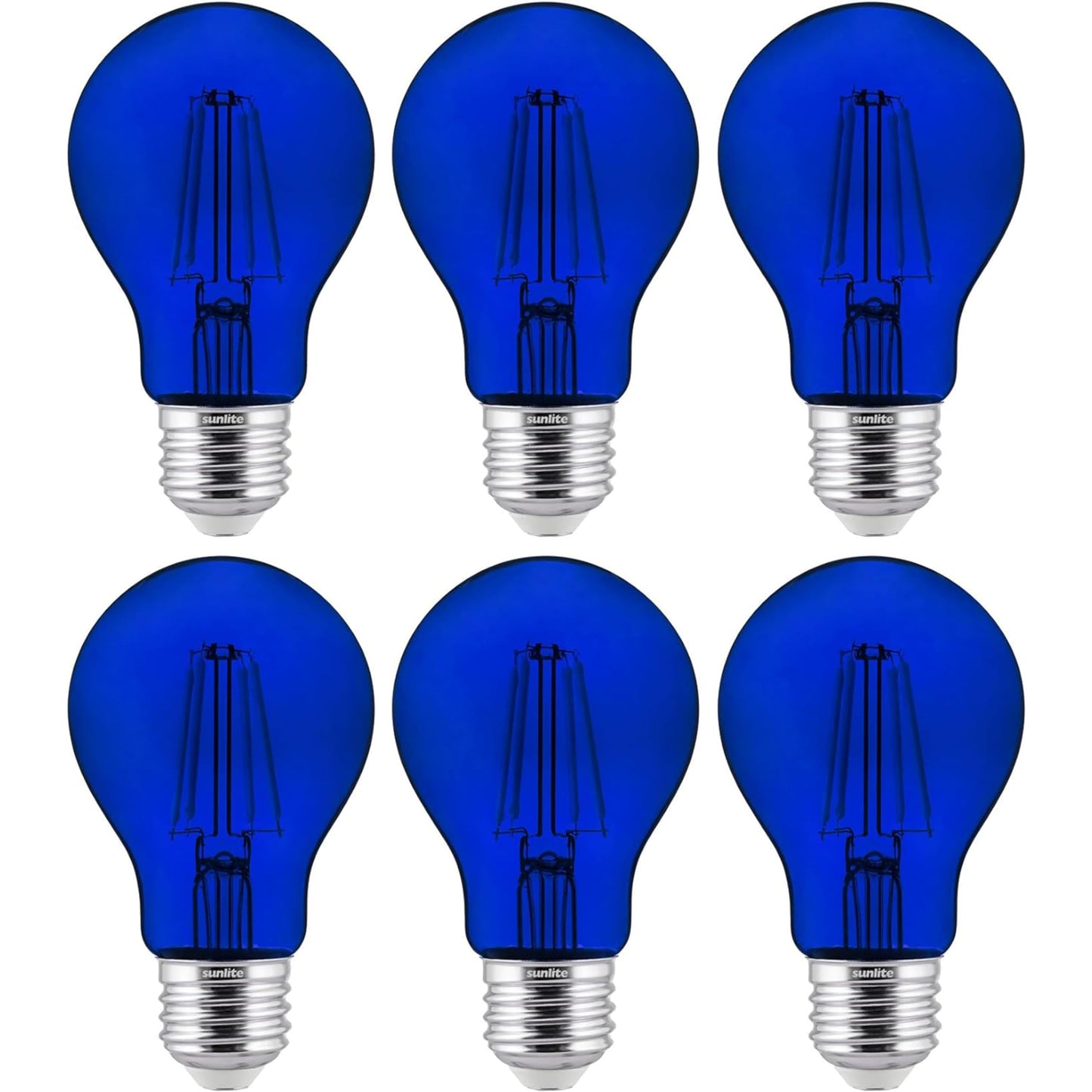 Sunlite 40940 LED Colored Filament A19 Light Bulb, 4.5 Watts, Medium E26 Base, 120 Volts, Transparent Blue, Dimmable, 320 Degree Beam Angle, UL