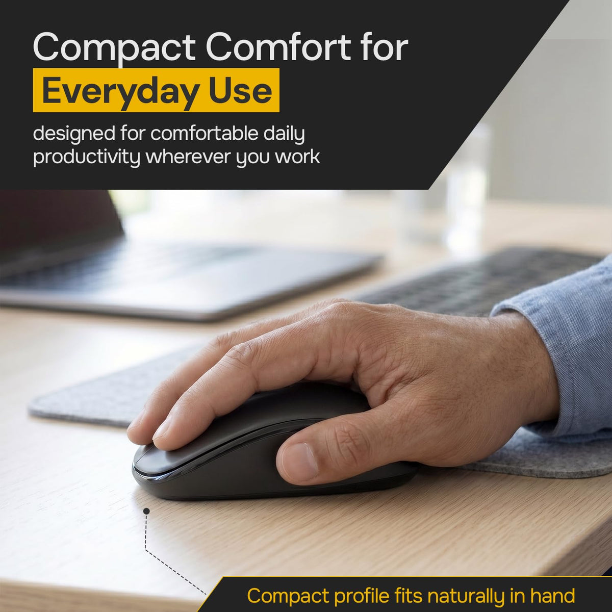 Goldtouch Wireless Mouse for Office, Bluetooth and 2.4 GHz, Black, 1 Count