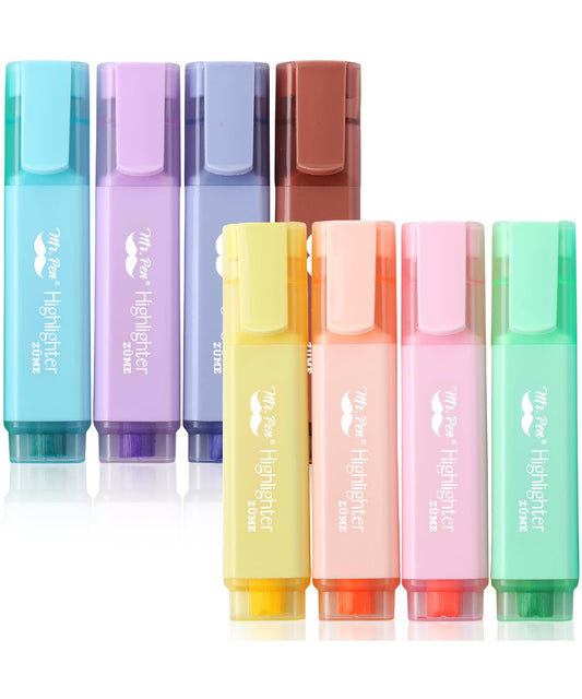 Mr. Pen- Pastel Highlighters, 8 Pack, Highlighters with Firm Chisel Tip
