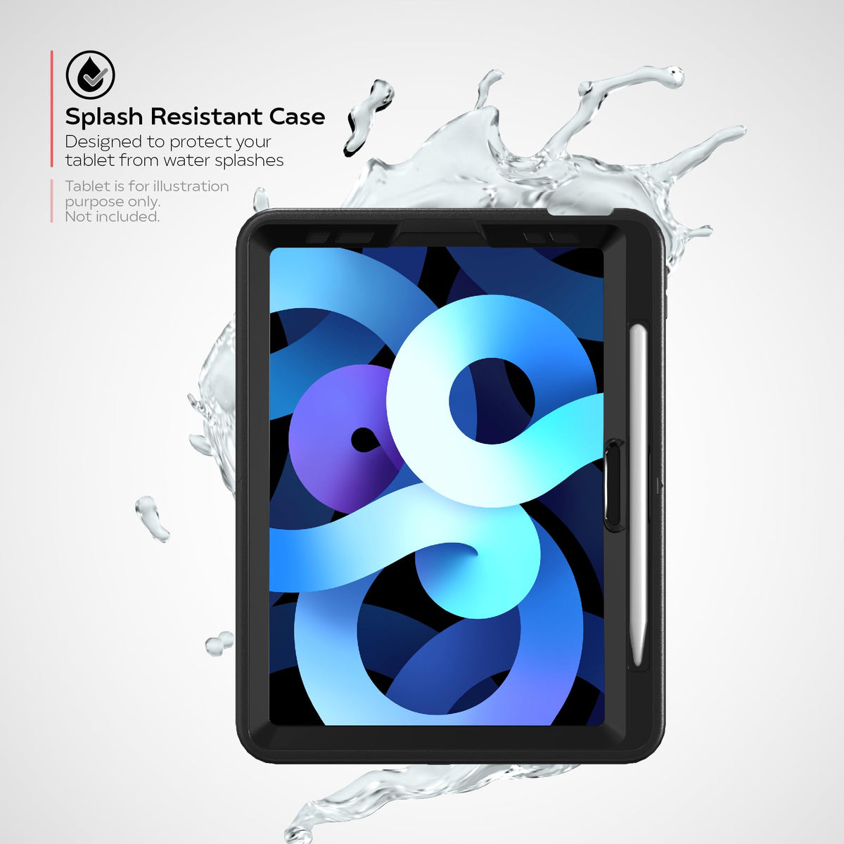 Durable Case for iPad Air 11" 2024 with Built in 360° Rotatable Grip Kickstand - Black - (PAD-PCGKAIR11)