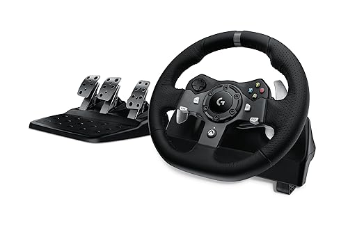 Logitech G920 Driving Force Racing Wheel and Floor Pedals, Real Force Feedback, Stainless Steel Paddle Shifters, Leather Steering Wheel Cover for Xbox