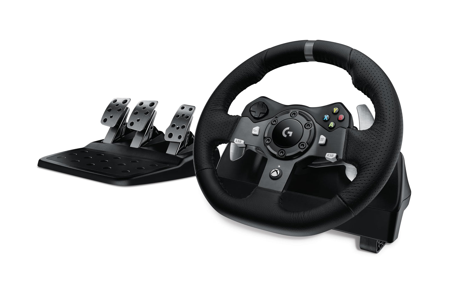 Logitech G920 Driving Force Racing Wheel and Floor Pedals, Real Force Feedback, Stainless Steel Paddle Shifters, Leather Steering Wheel Cover for Xbox