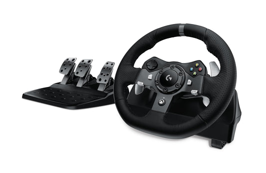 Logitech G920 Driving Force Racing Wheel and Floor Pedals, Real Force Feedback, Stainless Steel Paddle Shifters, Leather Steering Wheel Cover for Xbox