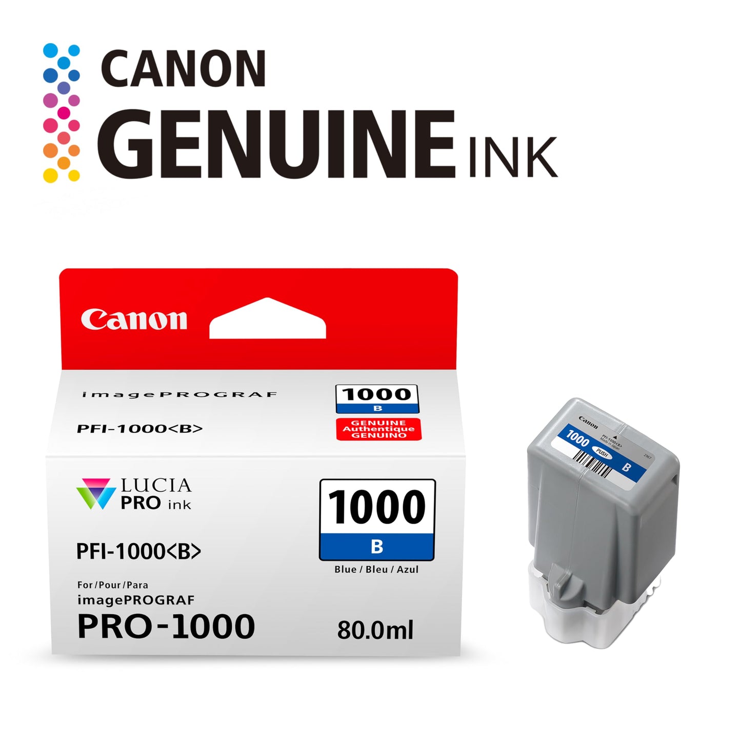 Canon PFI-1000 Genuine Blue Ink Tank, Compatible with ImagePROGRAF PRO-1000 Printers