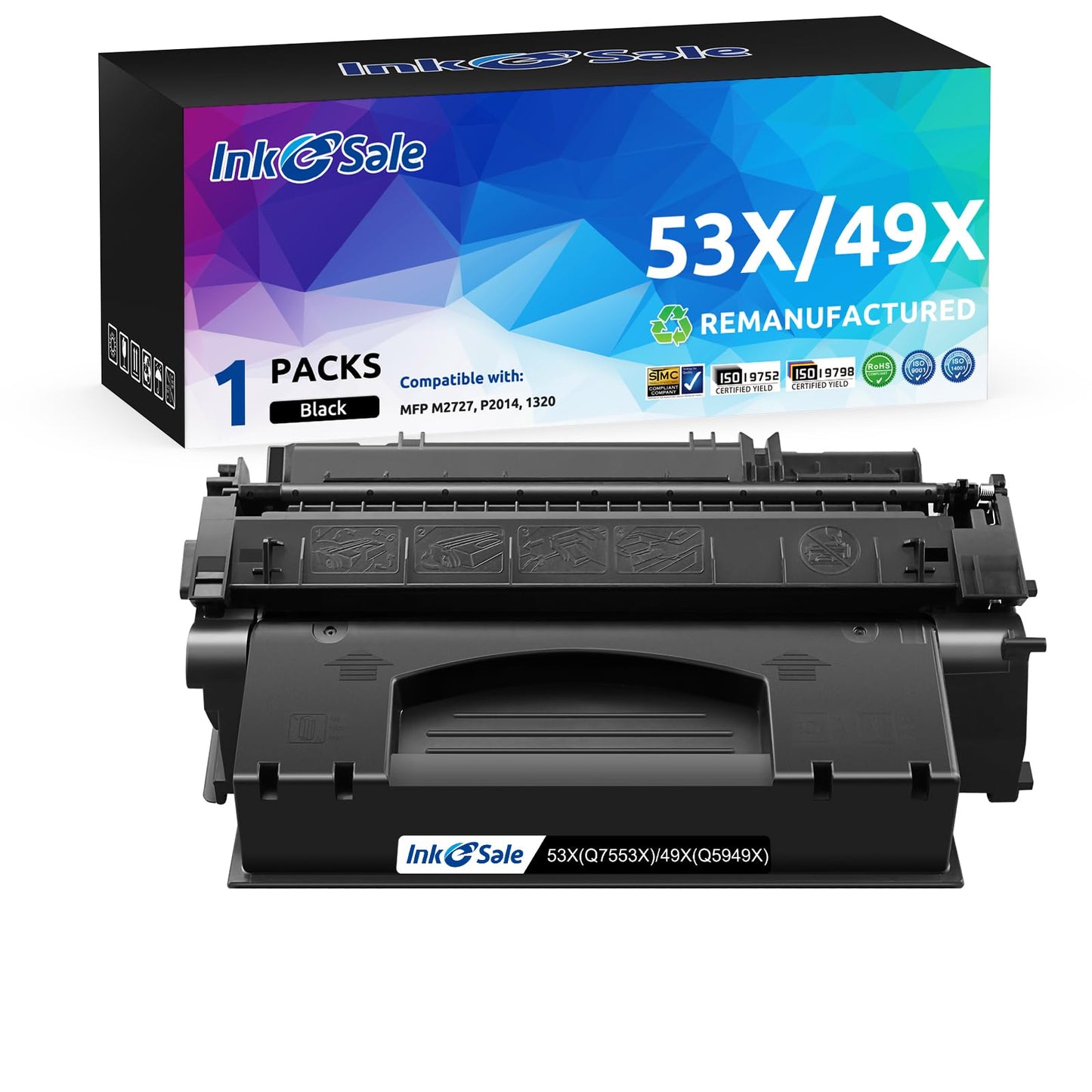 INK E-SALE Compatible Q5949X Q7553X Toner Cartridge Replacement for HP 49X Q5949X 53X Q7553X (Black 1Pack) for use in HP LaserJet P2015dn P2015 P2015d