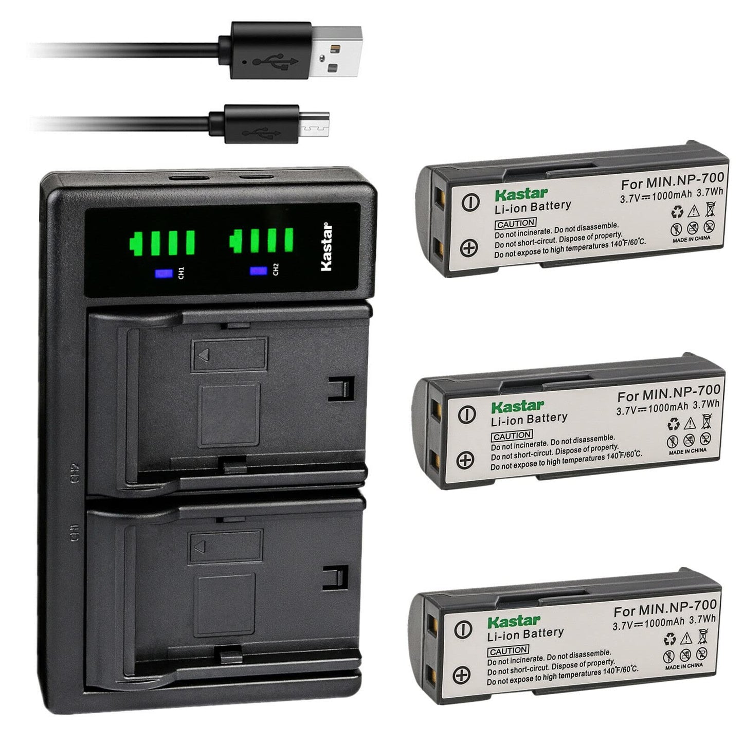 Kastar 3-Pack Battery and LTD2 USB Charger Replacement for Pentax D-LI72 dlI72, Samsung SLB-0637 SLB0637, Sanyo DB-L30 DBL30 Battery, Pentax Optio