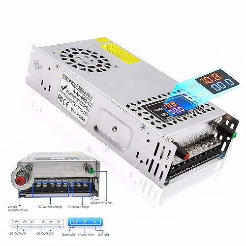 SWTPWR Adjustable Power Supply DC 0-12V 0-50A 600W with LED Display 12V Power Supply Variable AC to DC Converter 110V to 12V Designed for LED Light…