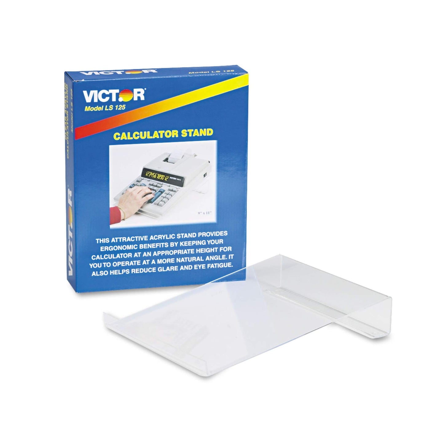 VICTOR LS125 Large Angled Acrylic Calculator Stand, 9 x 11 x 2, Clear