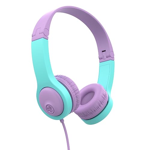 JLab, JBuddies Folding Gen 2, Kids Wired Headphones, Noise Isolating, Volume Limiting, Toddler Headphones Ages 2+, Pink/Teal
