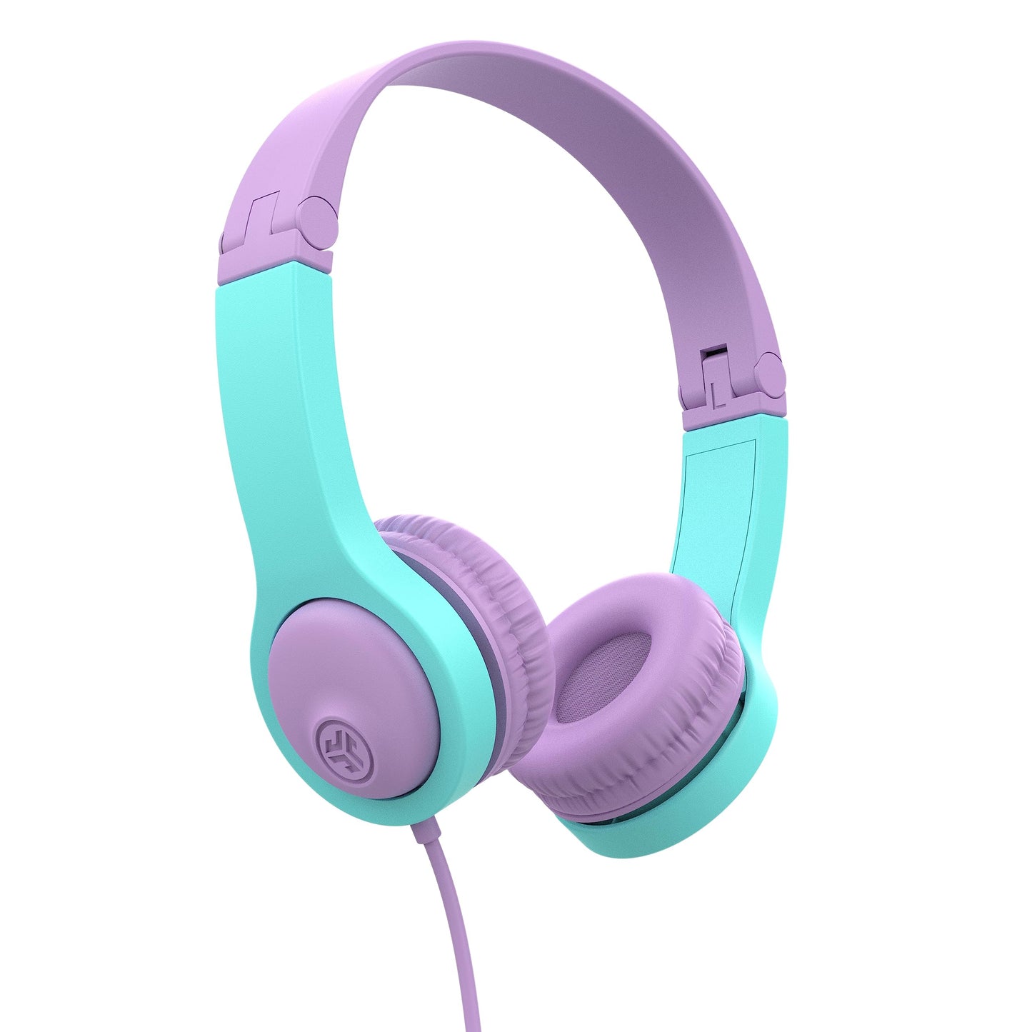 JLab, JBuddies Folding Gen 2, Kids Wired Headphones, Noise Isolating, Volume Limiting, Toddler Headphones Ages 2+, Pink/Teal