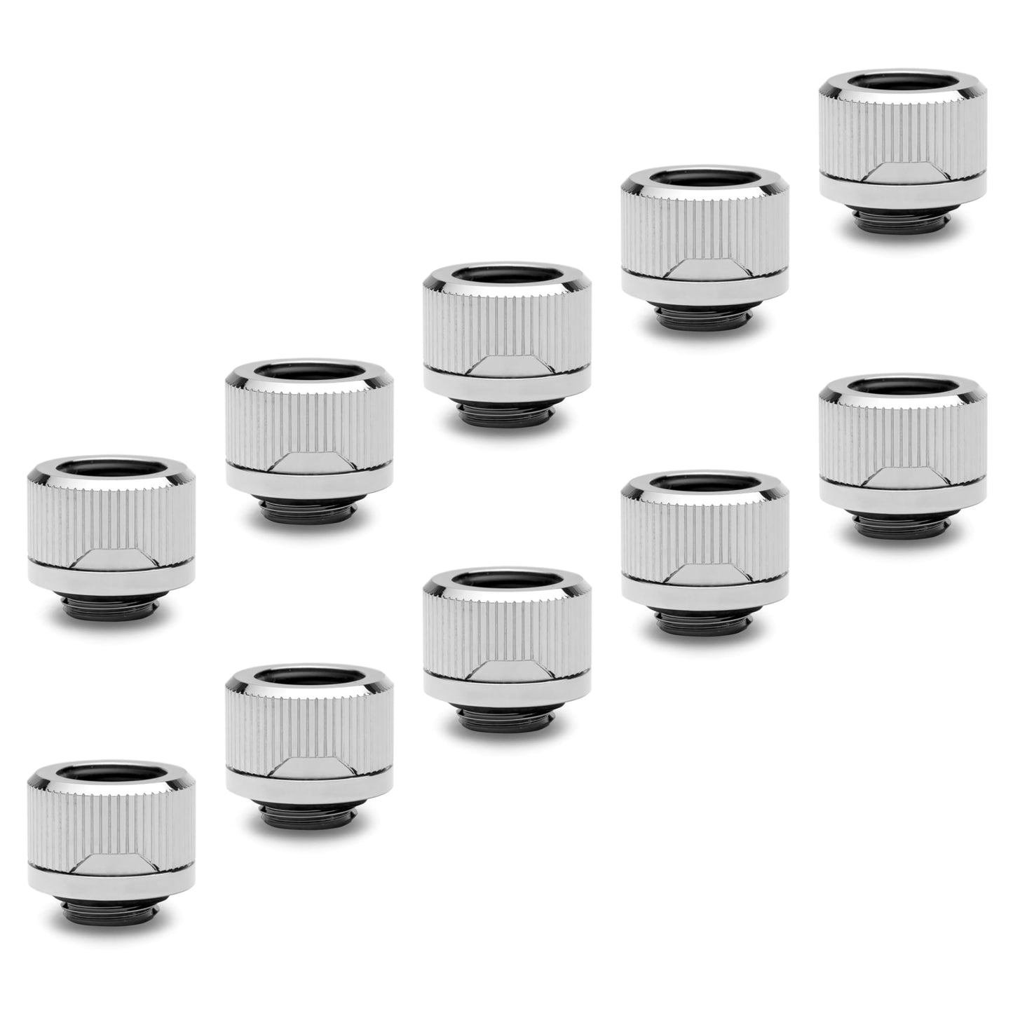 EKWB EK-Quantum Torque HDC-14 Compression Fitting for EKWB Rigid Tubing, 14mm OD, Nickel, 10-Pack