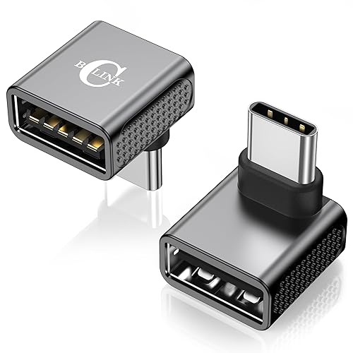 BCLINK 10Gbps USB C to USB Adapter (2 Pack), Up and Down 90 Degree Right Angle USB C Male to USB A 3.2 Female Converter for iPhone 16 15 Series…