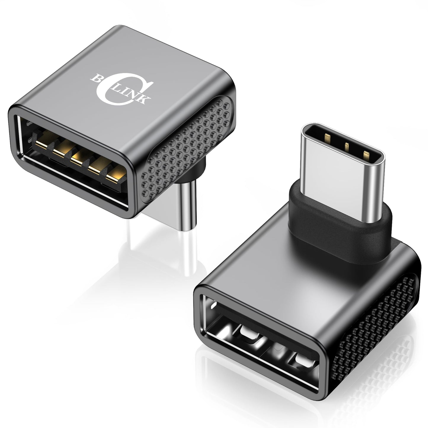 BCLINK 10Gbps USB C to USB Adapter (2 Pack), Up and Down 90 Degree Right Angle USB C Male to USB A 3.2 Female Converter for iPhone 16 15 Series…